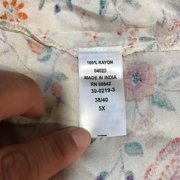 Woman Within Button Up Tunic Women’s Size 5X Multicolor Floral Long Bell Sleeves - Picture 11 of 16